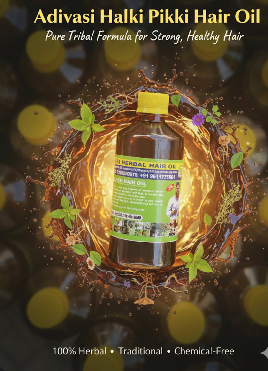 Original Mysore Karnataka ADIVASI HAKKI PIKKI HAIR OIL